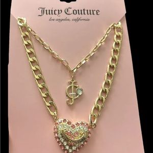 Juicy Couture Gold and Pink Heart Necklace